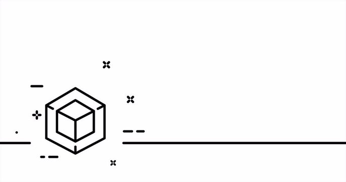 Virtual box. 3d modeling of objects, vr, virtual reality, Application Development. World with 360. Metaverse concept. One line drawing animation. Motion design. Animated technology logo. Video 4K