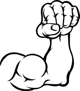 Muscular Cartoon Arm Bicep Muscle And Fist