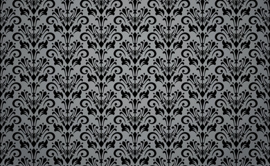 Flower geometric pattern. Seamless vector background. Black and gray ornament