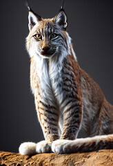 Fototapeta premium Watercolor lynx animal illustration