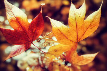 Colorful maple leaves in autumn season