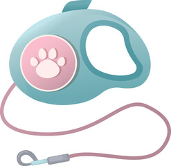 Obraz premium leash tape measure for dogs. Accessory for dogs and cats. Pet shop. PNG illustration isolated on transparent background. Leash for walking pet