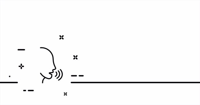 Voice recognition. Biometrics, unlock, speech, dialogue, voice, verification, ID, personal assistant. Biometry concept. One line drawing animation. Motion design. Animated technology logo. Video 4K