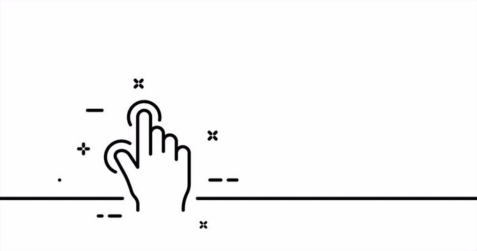 Touch press. Index finger, decrease, increase, approximation, Scrolling, click, arrow, sensor, turn. Zoom in concept. One line drawing animation. Motion design. Animated technology logo. Video 4K