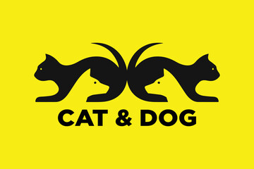 Cat and dog logo template