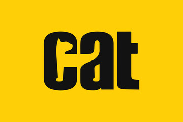 Black cat silhouette with text. Cat typography.
