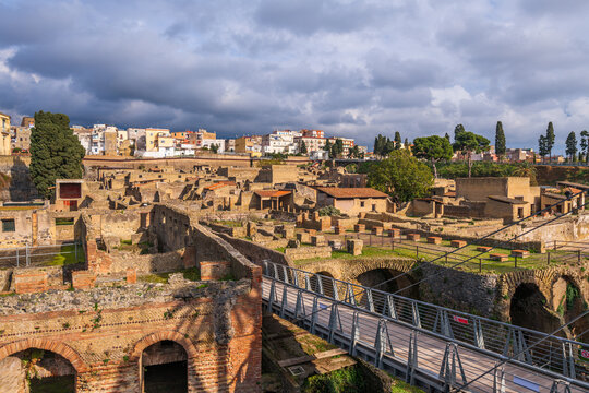 Ercolano, Italy over the ancient Roman ruins of Herculaneum