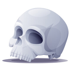 Skull on a white background. Cartoon vector illustration for Halloween holiday. Scary and terrible symbol of pirates