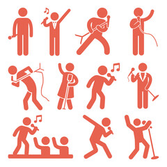 Set of singers icons, singing people