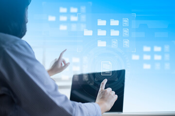 Document Management System DMS Online Document Database and automated processes to manage files, knowledge, and documents in an organization effectively with ERP, enterprise business technology.