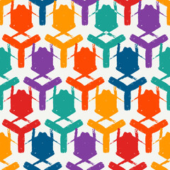 Paint brush geometrical ornament. Seamless pattern. Abstract backdrop. Crosses wallpaper. Geometric background. Ethnic hand drawn motif. Mosaic ornate. Digital paper. Textile print. Vector artwork