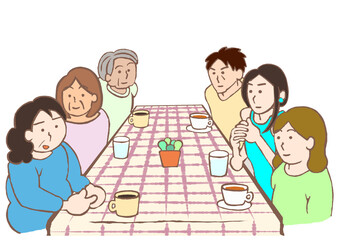 精神科の患者による懇談会のイラスト