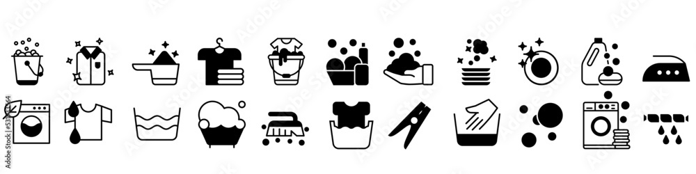 Wall mural washing icon vector set. laundry illustration sign collection. wash symbol or logo.