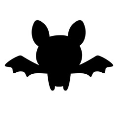 Vector flat hand drawn cute bat silhouette isolated on white background