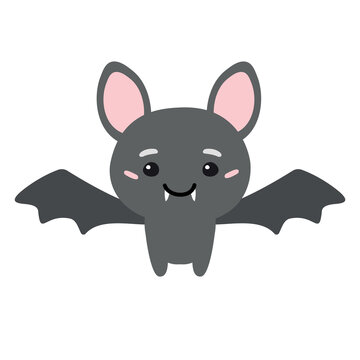 Vector flat hand drawn cute bat isolated on white background