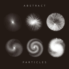 monochrome particles with needles, rotate, transformed effects