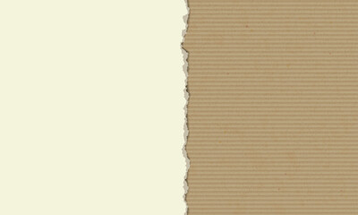 Paper with a torn edge on a background of brown cardboard