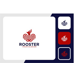 rooster logo design with line art and fowl