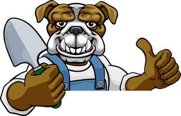 Bulldog Gardener Gardening Animal Mascot