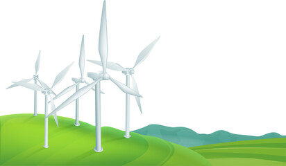 Wind Turbines Generating Energy - obrazy, fototapety, plakaty