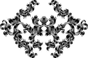 Floral Motif Scroll Pattern in Vintage Style