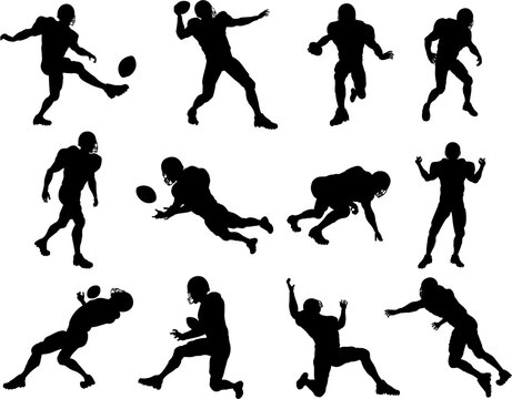 American Football Player Silhouettes