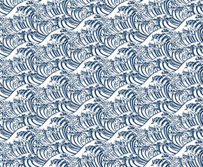 Cotton fabric Wave Seamless Pattern Print Single Color