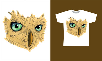owl. Hand drawn vector illustration. Print design for t-shirt.Retro old style	