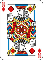 Playing Card King Diamonds Yellow Red Blue Black