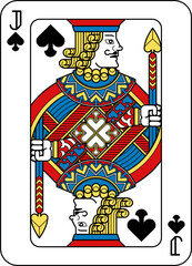 Playing Card Jack of Spades Yellow Red Blue Black