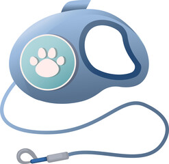 leash tape measure for dogs. Accessory for dogs and cats. Pet shop. PNG illustration isolated on transparent background. Leash for walking pet