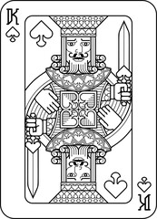 Playing Card King of Spades Black and White