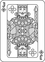 Playing Card Jack of Clubs Black and White