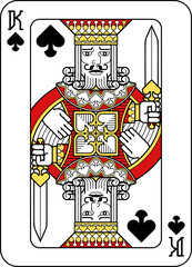 Playing Card King of Spades Red Yellow and Black