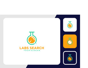 laboratory logo design with search and magnifying glass