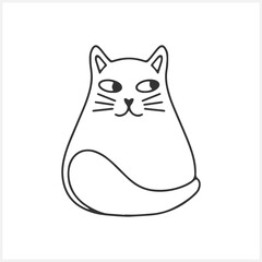 Doodle cat clip art. Hand drawn art line. Sketch animal. Coloring page book. Vector stock illustration. EPS 10