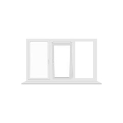 Window frame with window sill realistic temalate of vector illustration isolated.