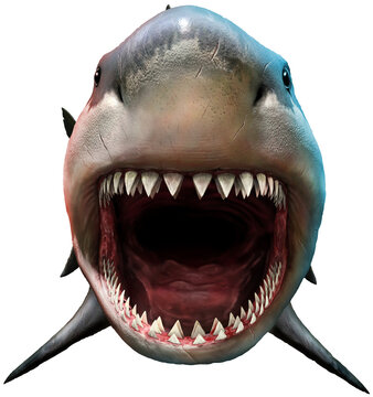 Shark with open mouth 3D illustration	