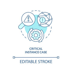 Critical instance case turquoise concept icon. Thesis analytics. Type of events study abstract idea thin line illustration. Isolated outline drawing. Editable stroke. Arial, Myriad Pro-Bold fonts used