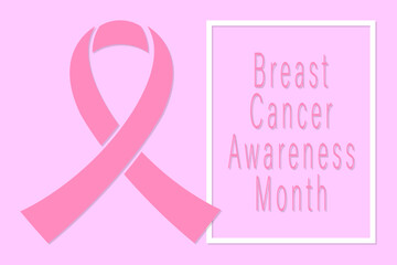 Breast cancer awareness month background with pink ribbon. Vector illustration.