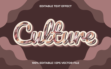 culture 3d text effect with vintage theme. vintage text lettering typography font style