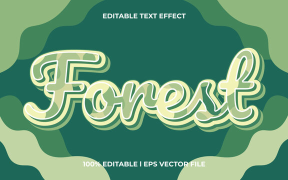 forest 3d text effect with nature theme. green text lettering typography font style