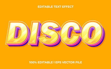 disco 3d text effect with trendy theme. colorful text lettering typography font style
