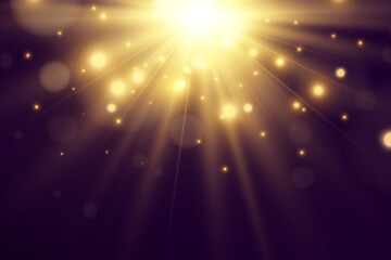 Obraz na płótnie Canvas Bright beautiful star.Vector illustration of a light effect on a transparent background.