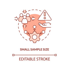 Small sample size red concept icon. Lack of info. Disadvantage of case study abstract idea thin line illustration. Isolated outline drawing. Editable stroke. Arial, Myriad Pro-Bold fonts used