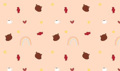 seamless pattern with bears and rainbows