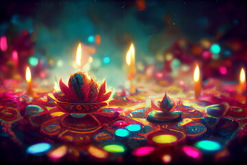 Digital 3d illustration of Diwali, the festival of lights. 