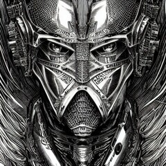 Cyberpunk knight. Warrior of the future. Digital illustration.