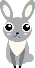 rabbit gray flat illustration