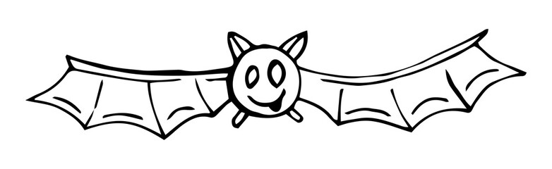 Vector illustration. Bat. Flying bats halloween background. Bats bat cartoon vector illustration. European night of bats. Doodle style. Flying bats.